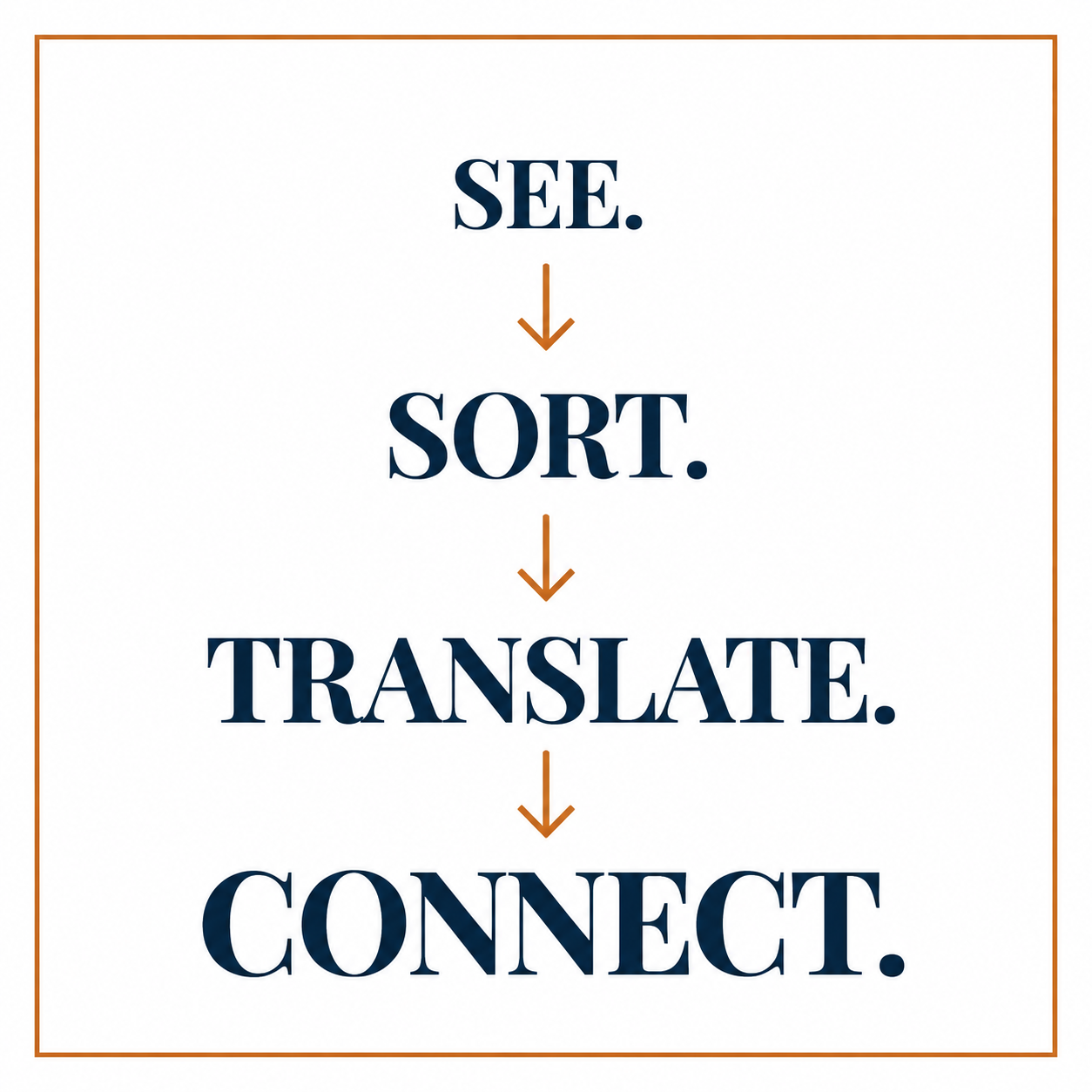 SEE. SORT. TRANSLATE. CONNECT. strategic process framework
